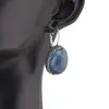 Cercei cu agatatoare model oval cu montura argintie, Lapis Lazuli - 20mm, imagine 3