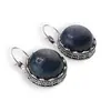 Cercei cu agatatoare model rotund cu montura argintie, Lapis Lazuli - 20mm, imagine 2