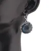 Cercei cu agatatoare model rotund cu montura argintie, Lapis Lazuli - 20mm, imagine 3