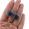 Cercei cu agatatoare model rotund cu montura argintie, Lapis Lazuli - 20mm, imagine 4