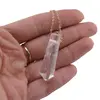 Pandantiv dublu varf cu gaura orizontala si lant auriu, Cristal de stanca 40mm, imagine 5