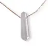 Pandantiv dublu varf cu gaura orizontala si lant auriu, Cristal de stanca 40mm