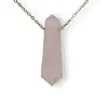 Pandantiv dublu varf cu gaura orizontala si lant auriu, Cuart roz 40mm