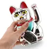 Pisica norocoasa Maneki Neko argintie pentru prosperitate si noroc, 15,5cm, imagine 3