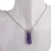 Pandantiv dublu varf cu gaura orizontala si lant auriu, Ametist 40mm, imagine 4