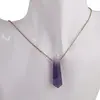 Pandantiv dublu varf cu gaura orizontala si lant auriu, Ametist 40mm, imagine 5