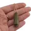 Pandantiv dublu varf cu gaura orizontala si lant auriu, Jad verde 40mm, imagine 5