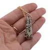 Pandantiv dublu varf cu gaura orizontala si lant auriu, Jasp dalmatian 40mm, imagine 5