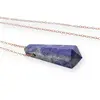 Pandantiv dublu varf cu gaura orizontala si lant auriu, Lapis lazuli 40mm, imagine 3