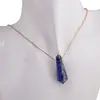 Pandantiv dublu varf cu gaura orizontala si lant auriu, Lapis lazuli 40mm, imagine 4