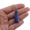 Pandantiv dublu varf cu gaura orizontala si lant auriu, Lapis lazuli 40mm, imagine 5