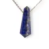 Pandantiv dublu varf cu gaura orizontala si lant auriu, Lapis lazuli 40mm