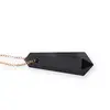 Pandantiv dublu varf cu gaura orizontala si lant auriu, Obsidian 40mm, imagine 3