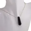 Pandantiv dublu varf cu gaura orizontala si lant auriu, Obsidian 40mm, imagine 4