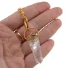 Pandantiv dublu varf cu montura si lant auriu, Cristal de stanca 40mm, imagine 5