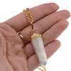 Pandantiv dublu varf cu montura si lant auriu, Opal dendritic 40mm, imagine 5