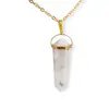 Pandantiv dublu varf cu montura si lant auriu, Opal dendritic 40mm