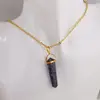 Pandantiv dublu varf cu montura si lant auriu, Sodalit 40mm, imagine 4