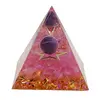 Piramida orgon Cuart roz cu steluta si sfera Ametist, 5cm