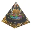 Piramida orgon Obsidian cu 7 chakre si sfera Ochi de tigru, 5cm, imagine 2