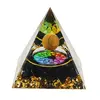 Piramida orgon Obsidian cu 7 chakre si sfera Ochi de tigru, 5cm