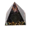 Piramida orgon Obsidian cu simbolul Sri Yantra, 5cm