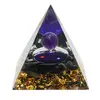 Piramida orgon Obsidian cu Yin Yang si sfera de Ametist, 5cm