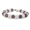Bratara Talismanul Pacii Profunde - Cuart fumuriu si Cristal de stanca gravat cu mantra Om Mani Padme Hum, 8mm, imagine 2