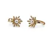Cercei din inox placat cu aur galben 18k si perla, model floare, imagine 2