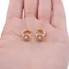 Cercei din inox placat cu aur galben 18k si perla, model floare, imagine 3