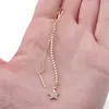 Cercei din inox placat cu aur galben 18k si zirconiu, model steluta, imagine 3