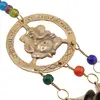 Decoratiune clopotei de vant din alama cu Ganesha si elemente din sticla, 28cm, imagine 2