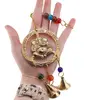 Decoratiune clopotei de vant din alama cu Ganesha si elemente din sticla, 28cm, imagine 3