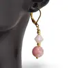 Cercei cu agatatoare Rodocrozit romb fatetat 8mm si sfera 10mm, imagine 2