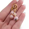 Cercei cu agatatoare Rodocrozit romb fatetat 8mm si sfera 10mm, imagine 3