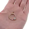 Pandantiv din cupru placat cu aur galben 18k, model rotund cu zirconii si piatra laterala, imagine 3