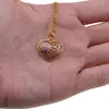 Pandantiv din cupru placat cu aur roz 18k, inima cu model floral si zirconii, imagine 3
