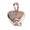 Pandantiv din cupru placat cu aur roz 18k, model inima cu charm si zirconii