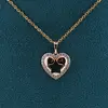 Pandantiv din cupru placat cu aur roz 18k, model inima cu zirconii si stea decupata, imagine 2