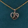 Pandantiv din cupru placat cu aur roz 18k, model inima si cuplu, imagine 2