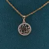 Pandantiv din cupru placat cu aur roz 18k, model rotund filigranat si zirconii, imagine 2