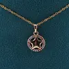 Pandantiv din cupru placat cu aur roz 18k, model rotund zirconii colorate si stea, imagine 2