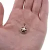 Pandantiv din cupru placat cu aur roz 18k, model rotund zirconii colorate si stea, imagine 3