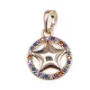Pandantiv din cupru placat cu aur roz 18k, model rotund zirconii colorate si stea