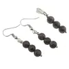 Set Cercei si Pandantiv Obsidian fulg de nea maro sfere, 6-7mm