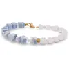 Bratara Cuart roz si Opal albastru patratele 5-6mm cu Ametist sfere 4mm si Hematit auriu cub 3mm, imagine 2