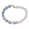 Bratara Cuart roz si Opal albastru patratele 5-6mm cu Ametist sfere 4mm si Hematit auriu cub 3mm