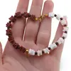 Bratara Jasp rosu si Opal alb patratele 5-6mm si Granat Rhodolit sfere 3mm, imagine 3
