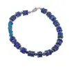 Bratara Lapis lazuli sfere cu discuri 3-6mm si Apatit patratele 4mm