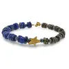 Bratara Lapis lazuli si Pirita discuri 6-7mm, Lapis lazuli sfere 4mm si steluta din Hematit auriu, imagine 2